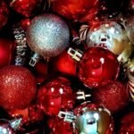 closeup small red ornaments